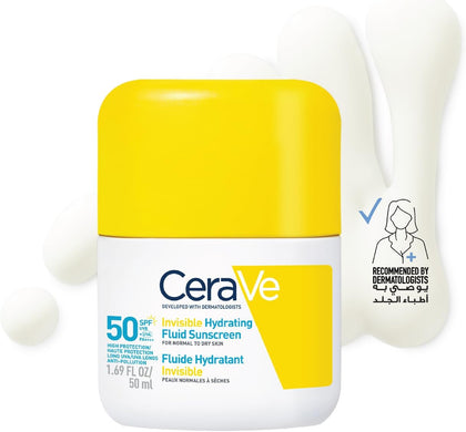 CeraVe Invisible Hydrating Fluid Sunscreen SPF 50 50ml bottle
