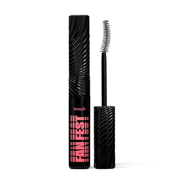 Benefit cosmetics mascara with black packaging and visible brand name on a white background