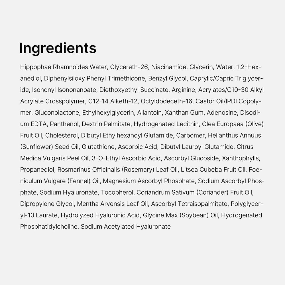 List medicube-capsule of ingredients on a white background
