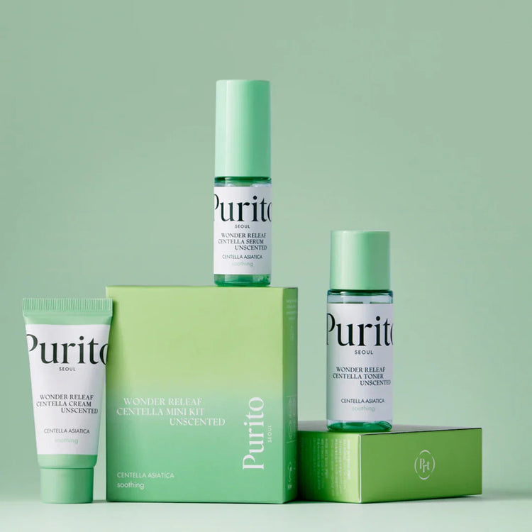 PURITO Wonder Releaf Centella Mini Kit Unscented | Travel Skincare Set