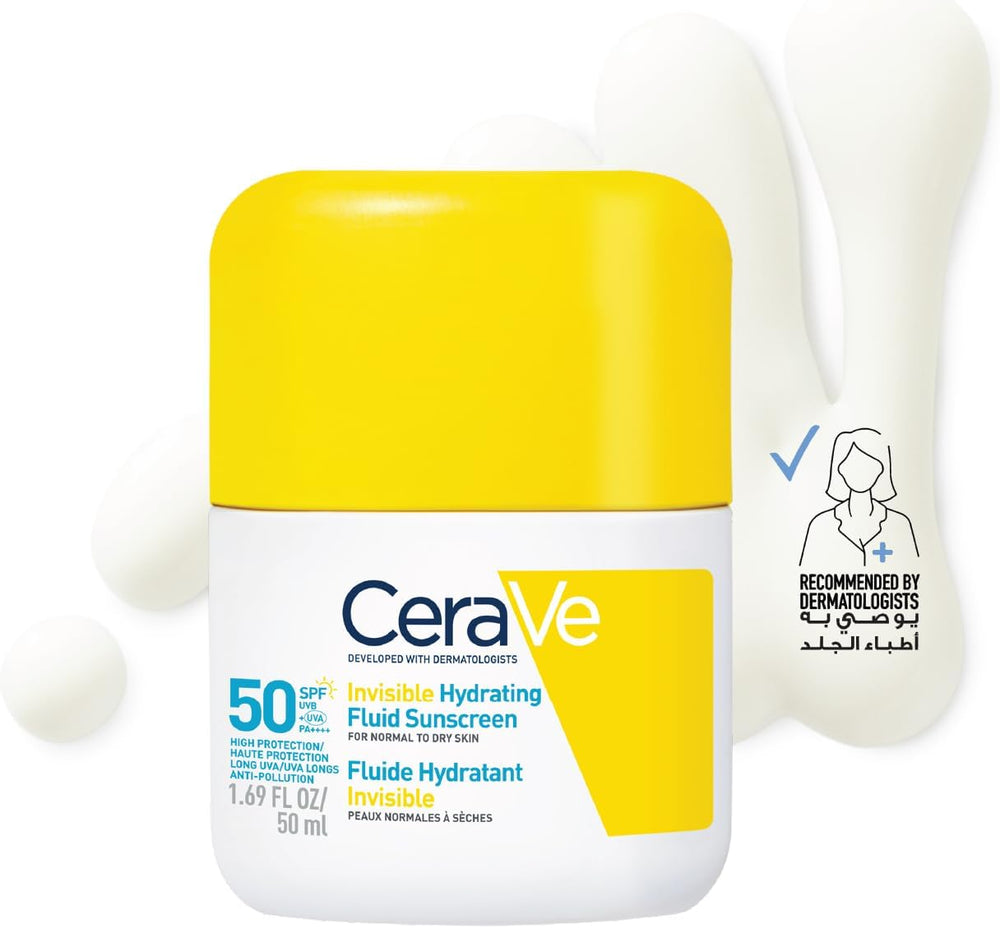 CeraVe Invisible Hydrating Fluid Sunscreen SPF 50 50ml bottle