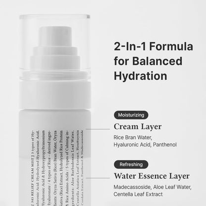 Dr. Althea 345 Relief Cream Mist key ingredients - rice extract, centella, hyaluronic acid