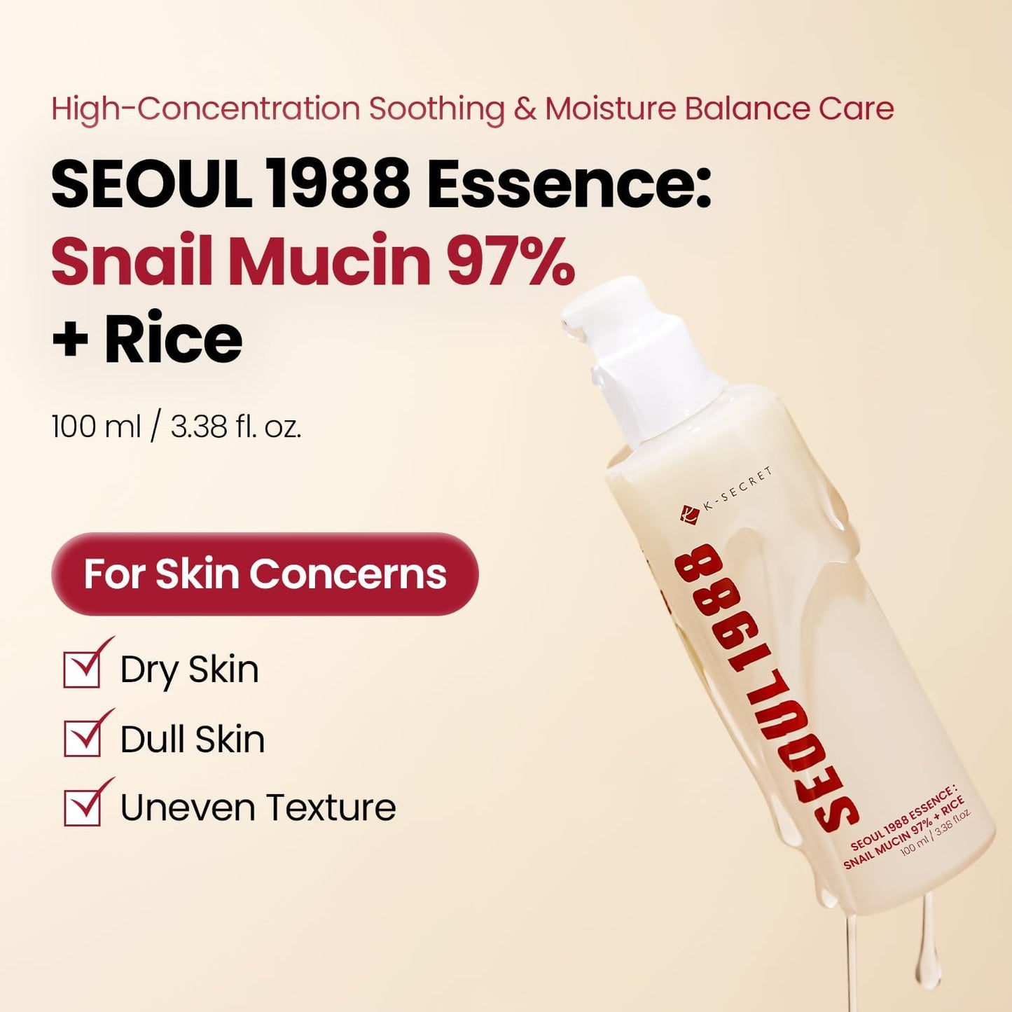 Seoul 1988 Snail Mucin 97% + Rice Essence | Repair & Brighten