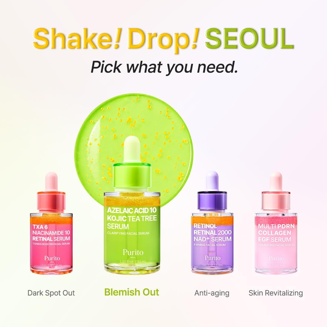 PURITO SEOUL Azelaic Acid 10% Kojic Tea Tree Serum 30ml | Brightening Blemish Serum