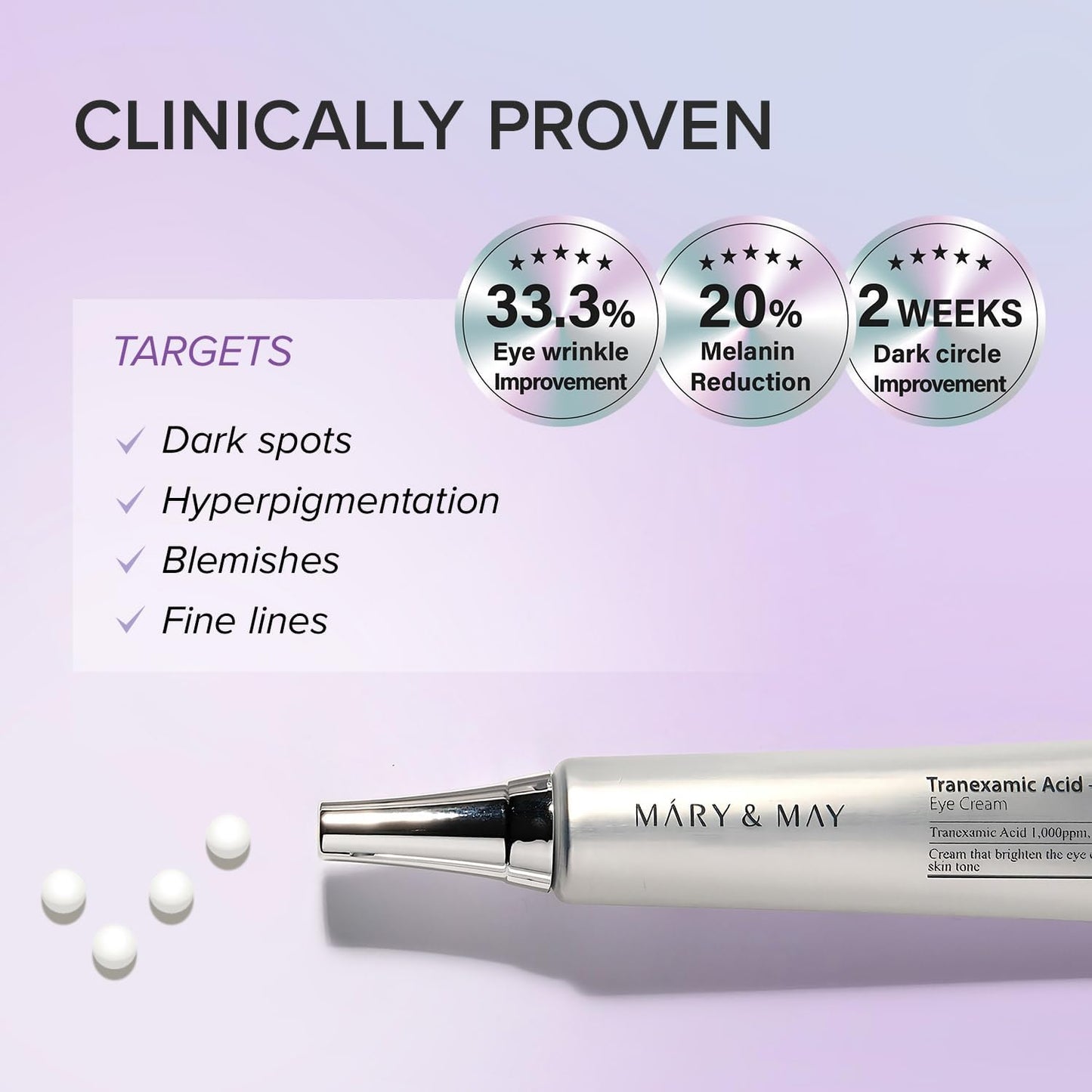 Mary&May Tranexamic Acid + Glutathione Eye Cream 30ml | Brightening Under-Eye Care