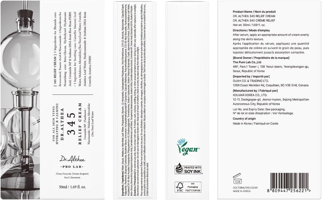 Dr. Althea 345 Relief Cream full ingredient list
