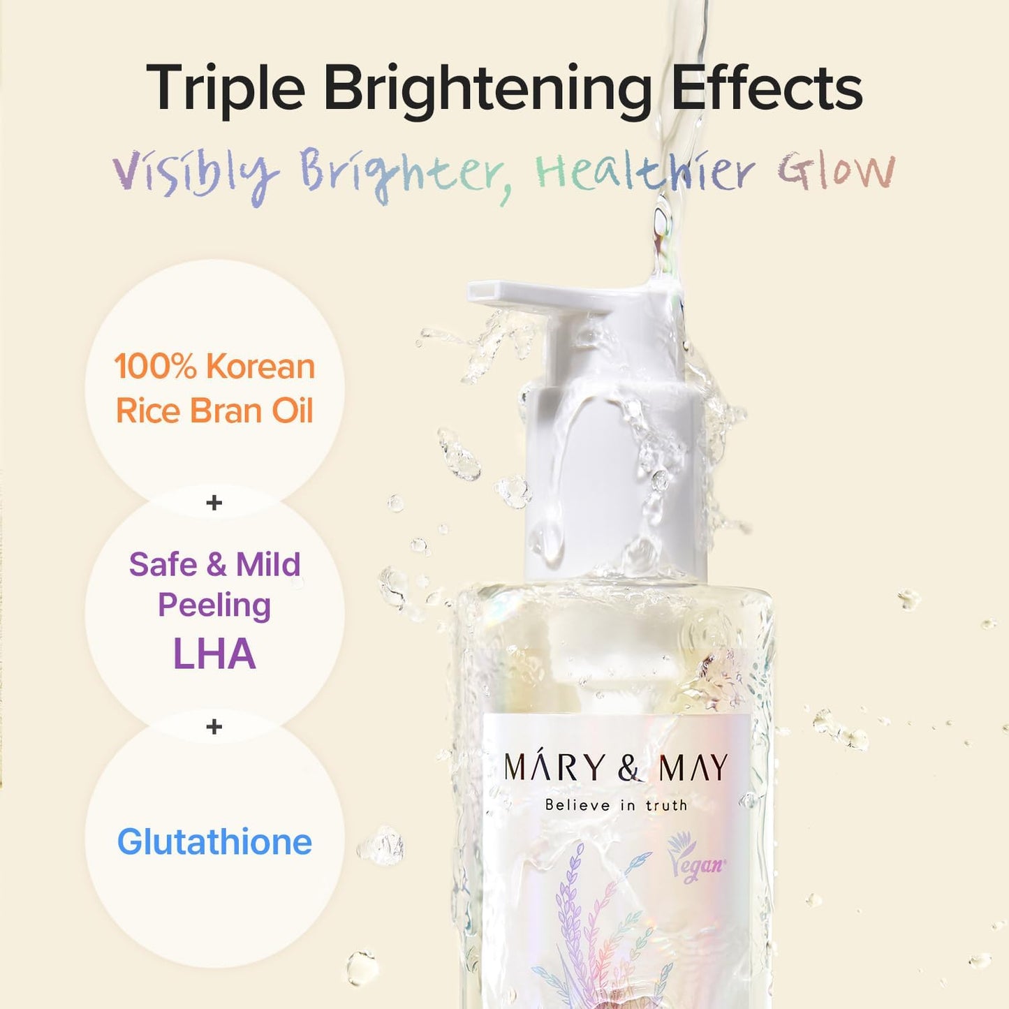 Mary&May Rice Glutathione LHA Cleansing Oil 200ml | Brightening Makeup Remover