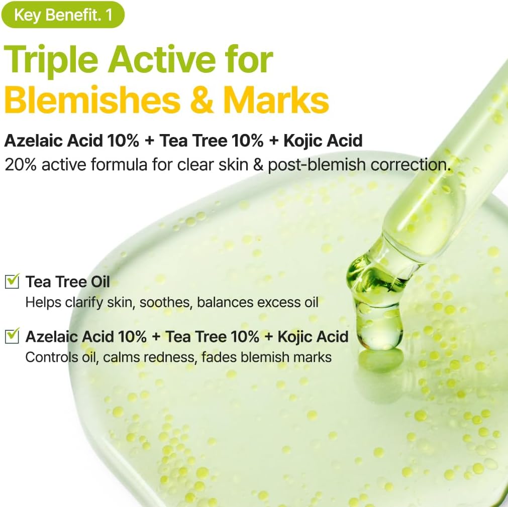 PURITO SEOUL Azelaic Acid 10% Kojic Tea Tree Serum 30ml | Brightening Blemish Serum