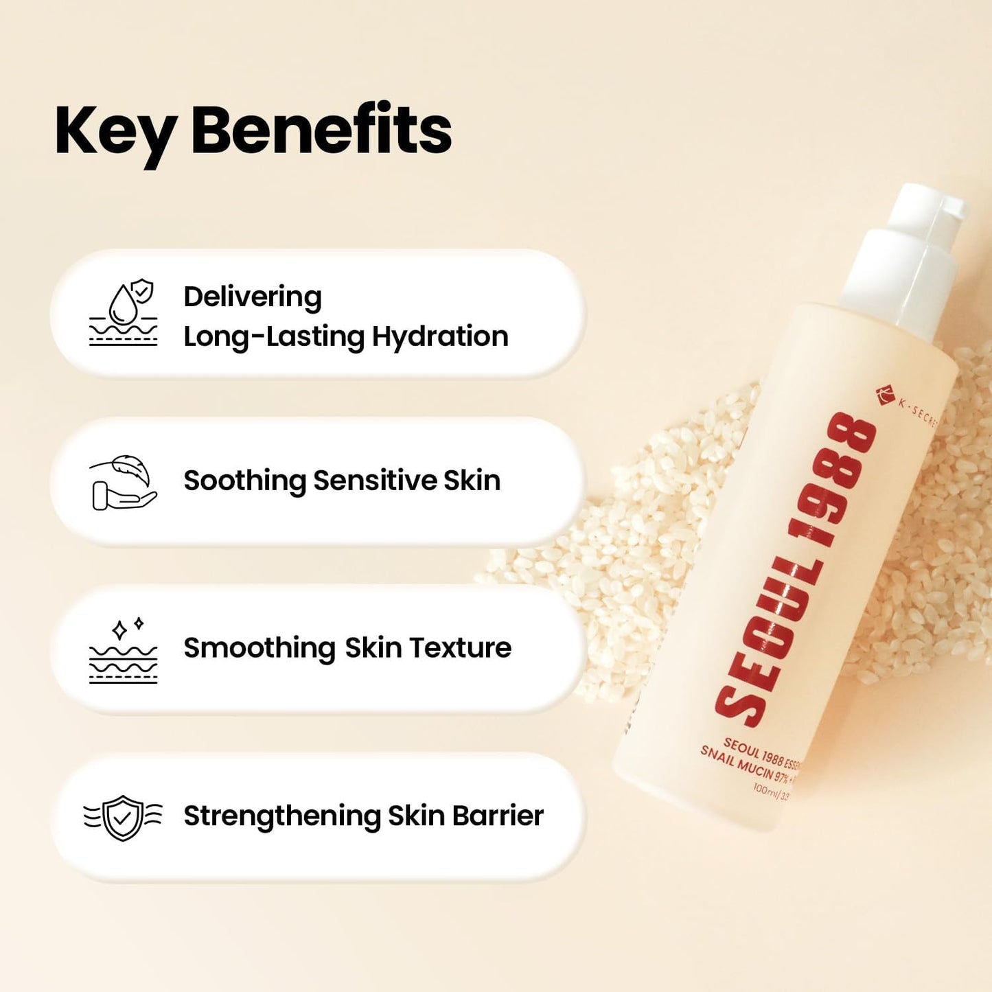 Seoul 1988 Snail Mucin 97% + Rice Essence | Repair & Brighten