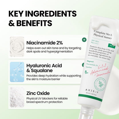 AXIS-Y Sunblock SPF50 50ml | Vegan No White Cast Sunscreen for Daily Wear