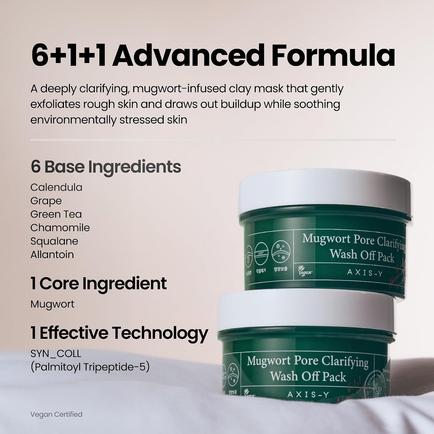 AXIS-Y Mugwort Wash Off Pack 100ml | Calming Clay Mask for Sensitive Skin