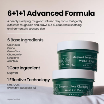 AXIS-Y Mugwort Wash Off Pack 100ml | Calming Clay Mask for Sensitive Skin