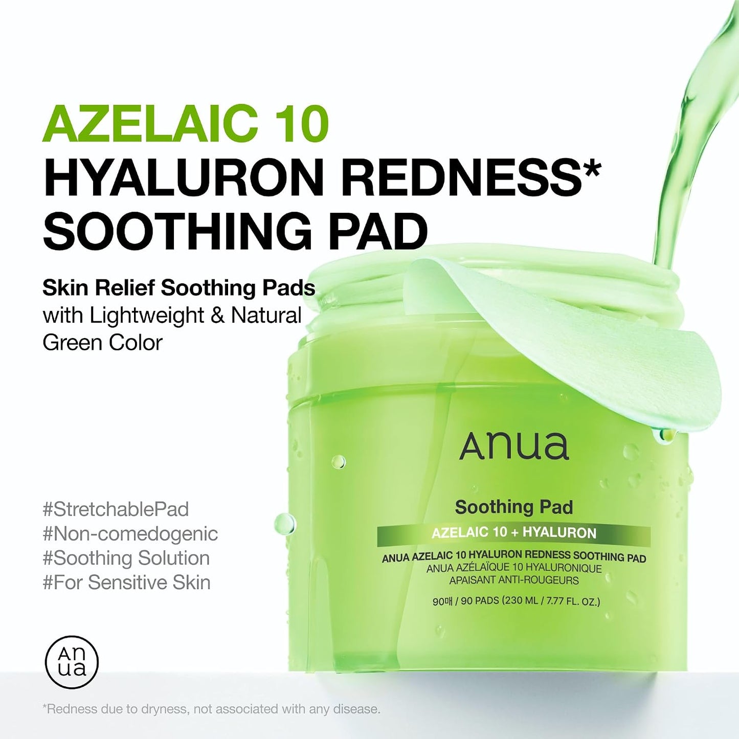 Anua Azelaic 10% Hyaluron Redness Soothing Pad (90 Pads)