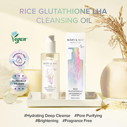 Mary&May Rice Glutathione LHA Cleansing Oil 200ml | Brightening Makeup Remover