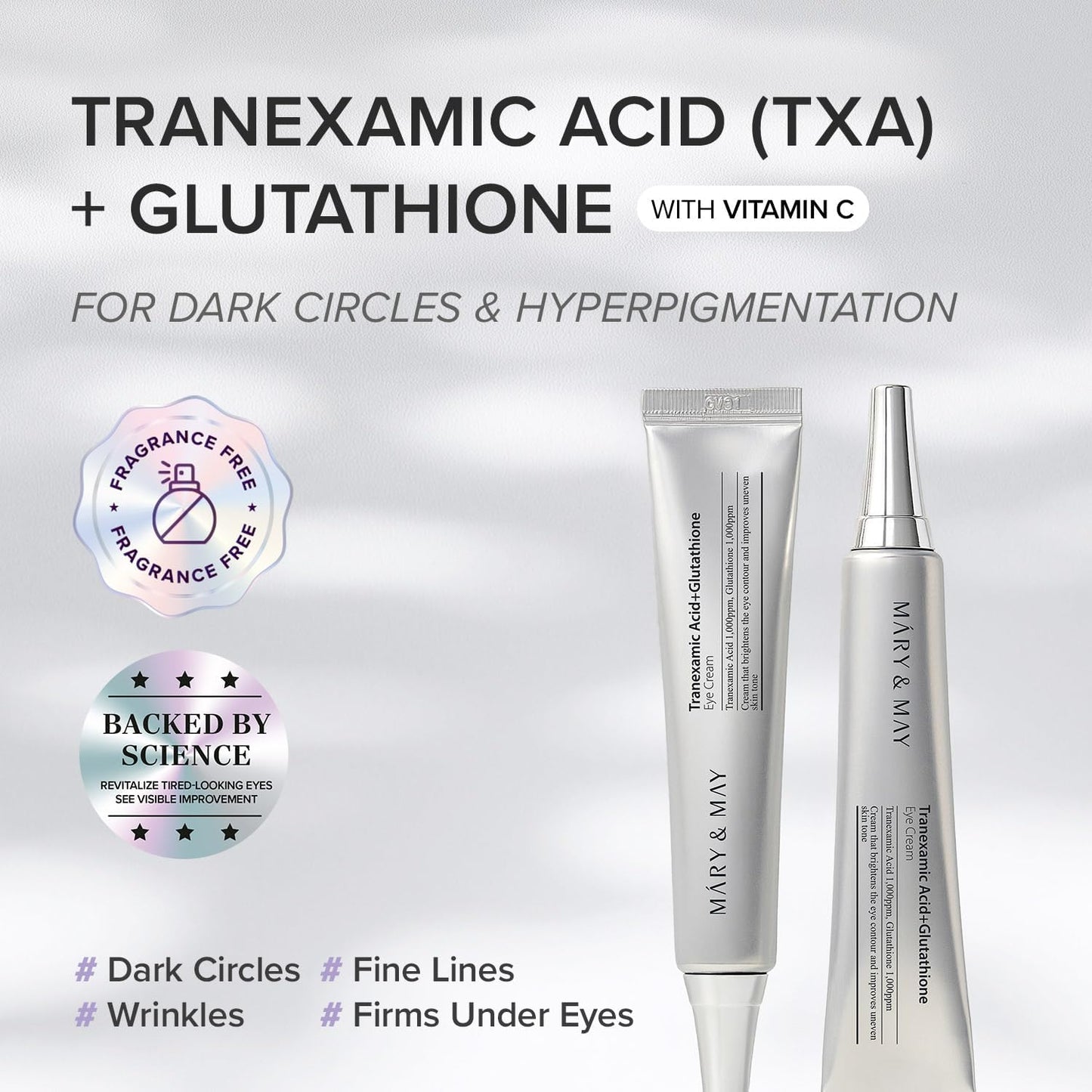 Mary&May Tranexamic Acid + Glutathione Eye Cream 30ml | Brightening Under-Eye Care
