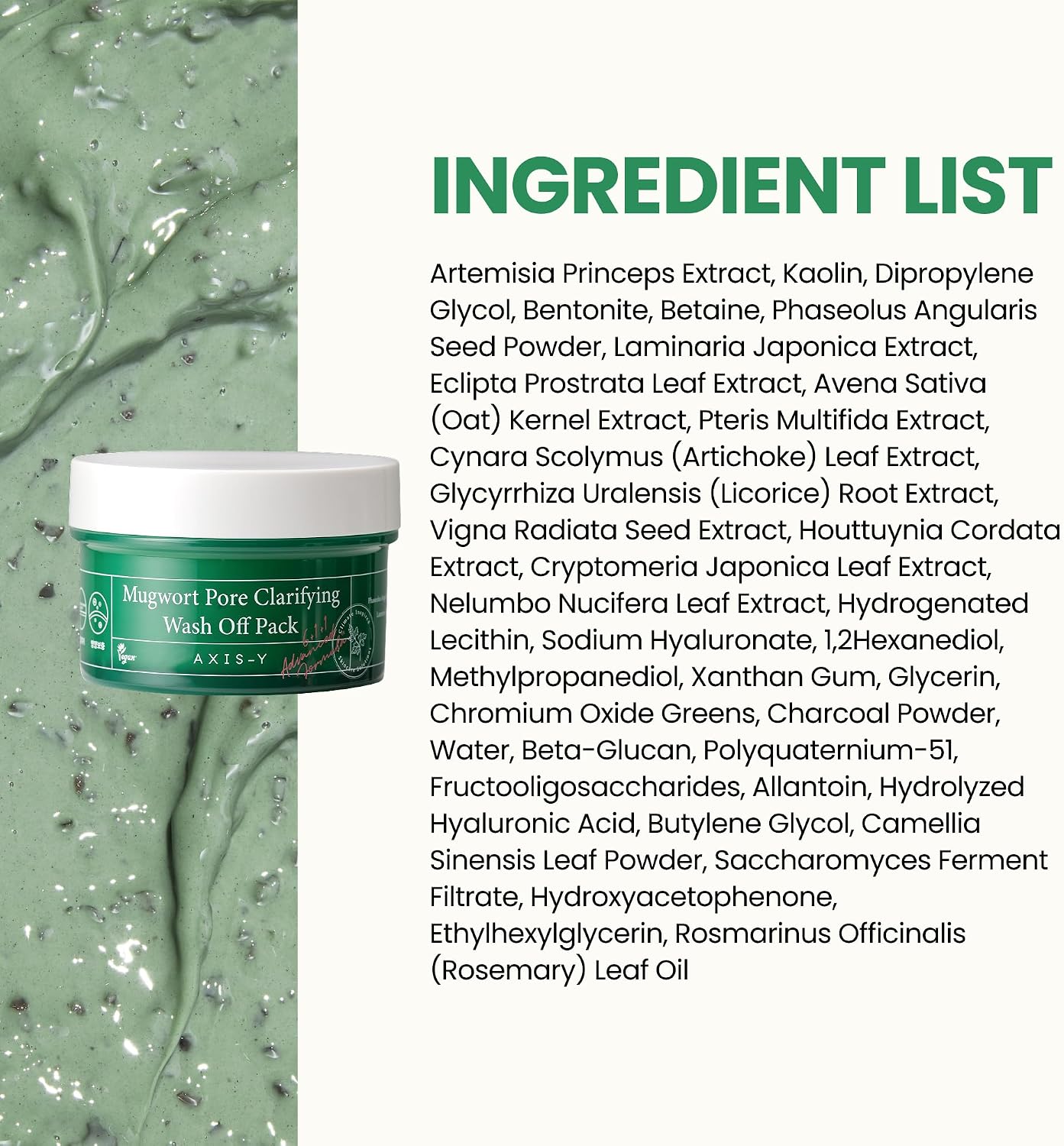 AXIS-Y Mugwort Wash Off Pack 100ml | Calming Clay Mask for Sensitive Skin