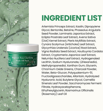 AXIS-Y Mugwort Wash Off Pack 100ml | Calming Clay Mask for Sensitive Skin