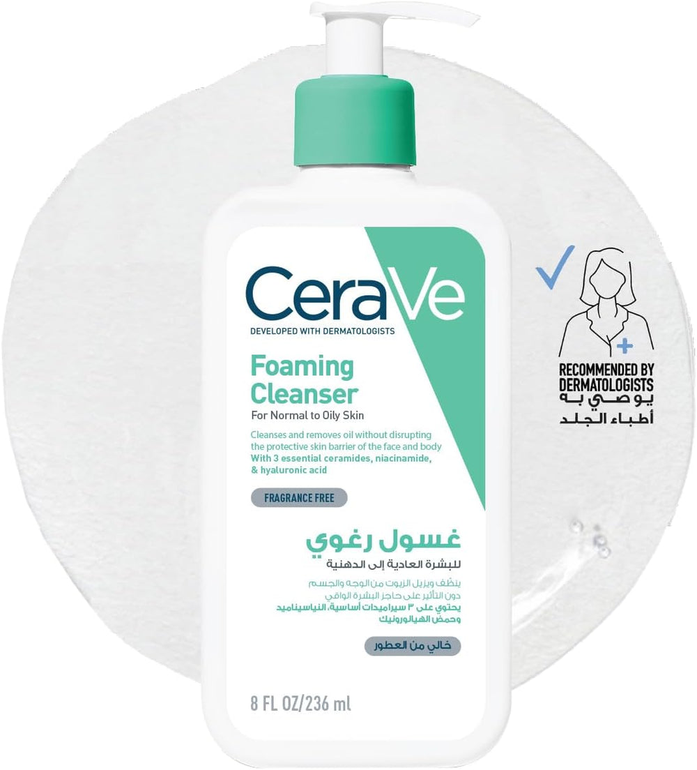 CeraVe Foaming Cleanser bottle on a white background