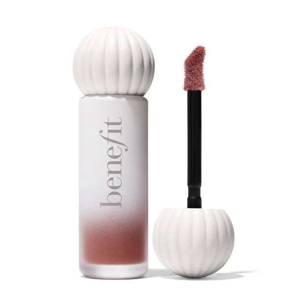 Benefit Lip Tint in the shade 'FrenchToast' with its signature white ribbed cap and applicator wand, shown on a clean white background.