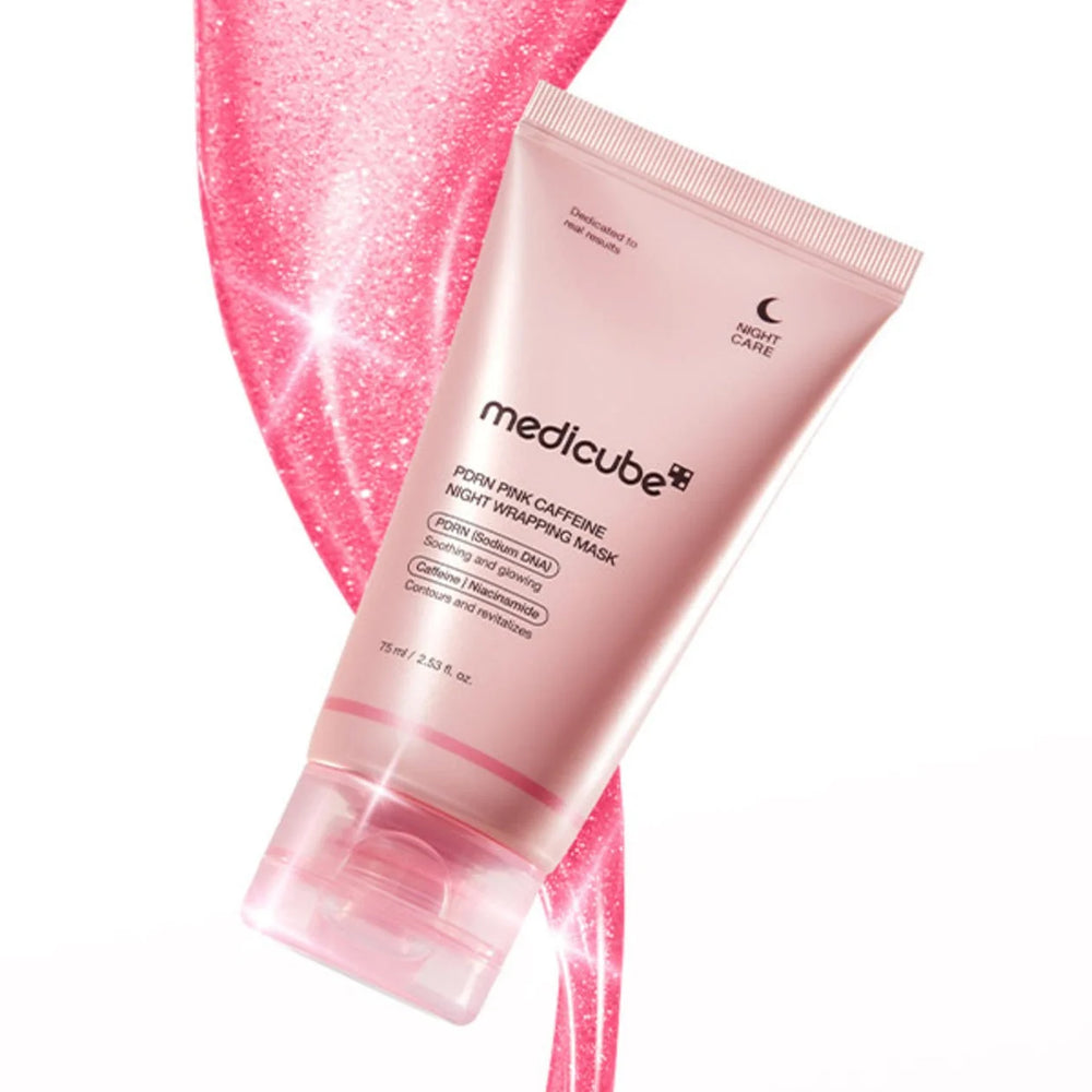 Pink skincare product with 'medicube' branding on a white background