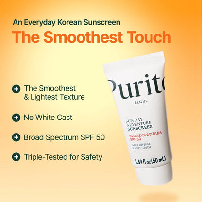 PURITO SEOUL Sun Day Adventure Sunscreen SPF50 50ml | Hydrating Daily Sunscreen
