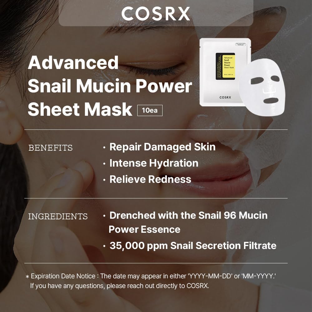 COSRX Advanced Snail Mucin Power Essence Sheet Mask (10 Sheets)