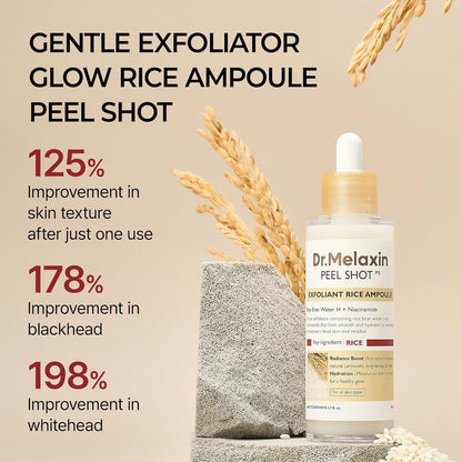 Dr.Melaxin Peel Shot Exfoliating Rice Ampoule 80ml | Gentle Resurfacing Ampoule
