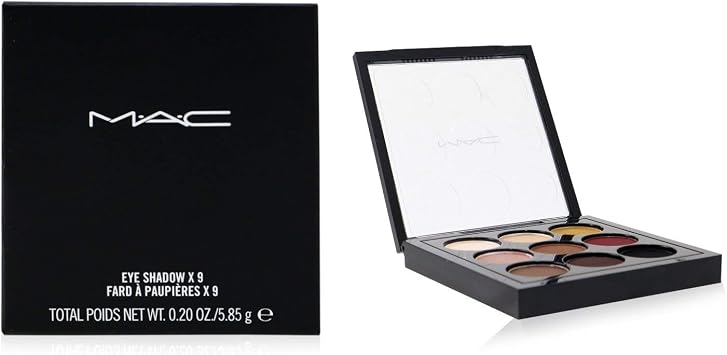 MAC Eye Shadow x 9 Semi-Sweet Times Nine palette open showing 9 brown neutral eyeshadow shades