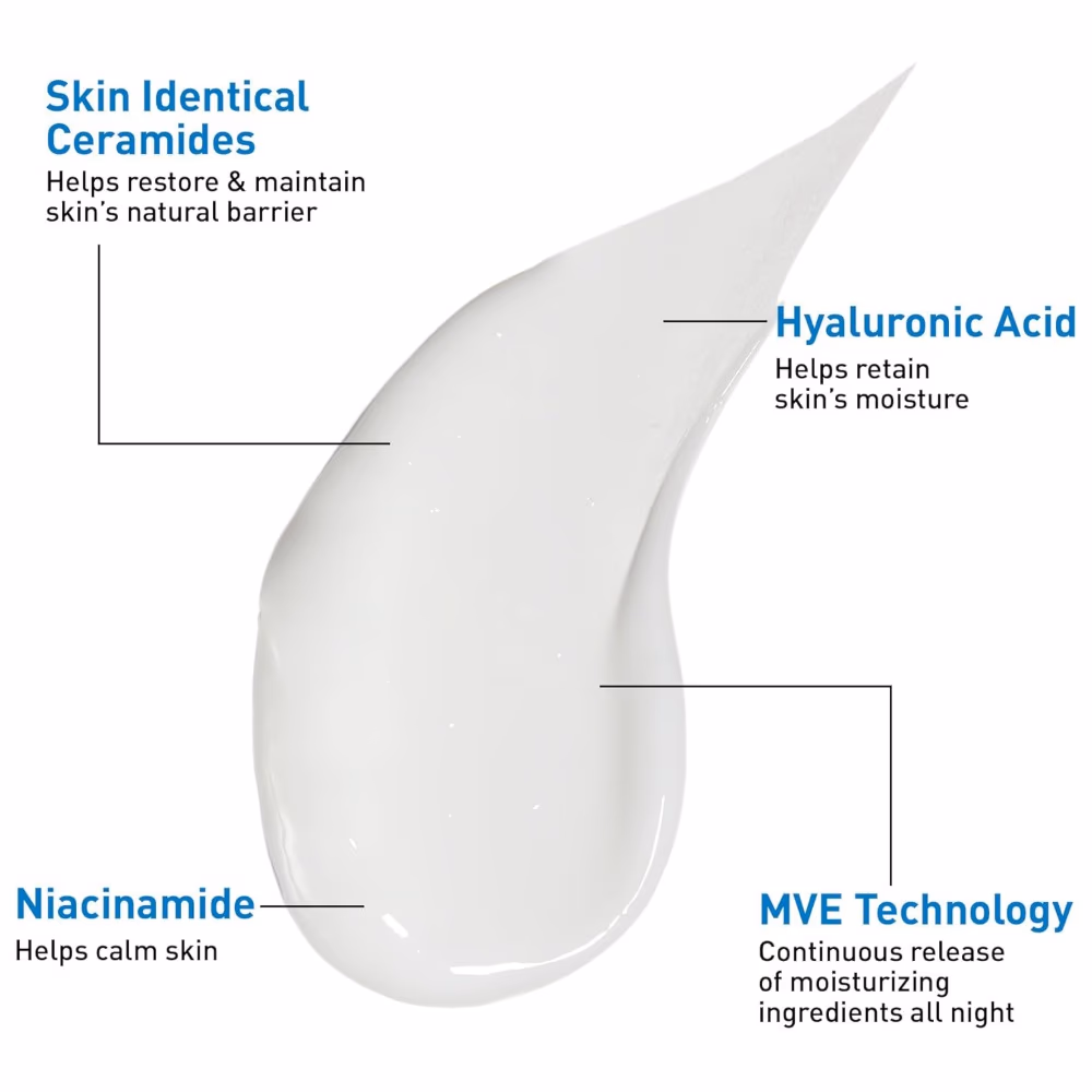CeraVe PM Facial Moisturising Lotion 60ml Night Moisturizer - Image 2