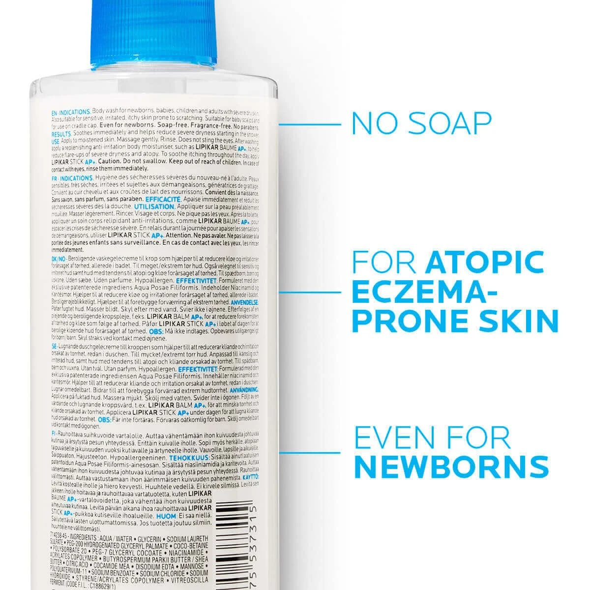 La Roche-Posay Lipikar Syndet AP+ Cream Wash 400ml - Image 4