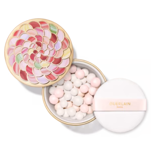 Guerlain Meteorites 01 Pearly White powder tin open with pearls visible