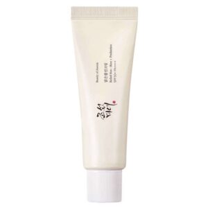 Beauty of Joseon Relief Sun Rice + Probiotics SPF50+ PA++++ 50ml sunscreen tube on white background.